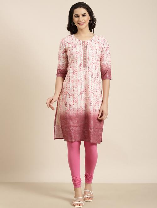 women three quarter sleeve straight kurta - 20960886 -  Standard Image - 0