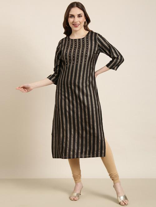 women three quarter sleeve straight kurta - 20960909 - Standard Image - 0
