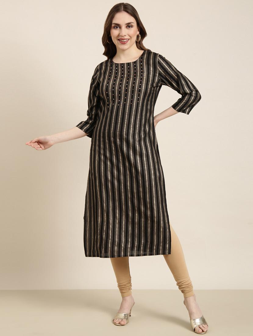 women three quarter sleeve straight kurta