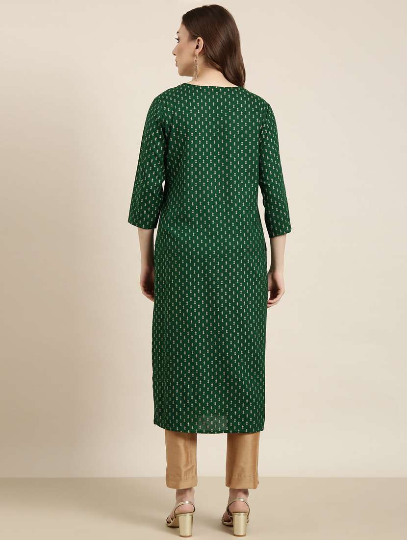 women three quarter sleeve straight kurta - 20960914 -  Standard Image - 2