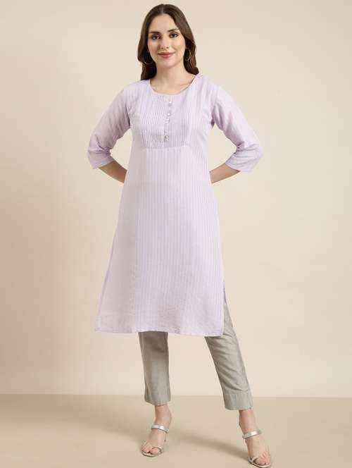 women three quarter sleeve straight kurta - 20960932 -  Standard Image - 0