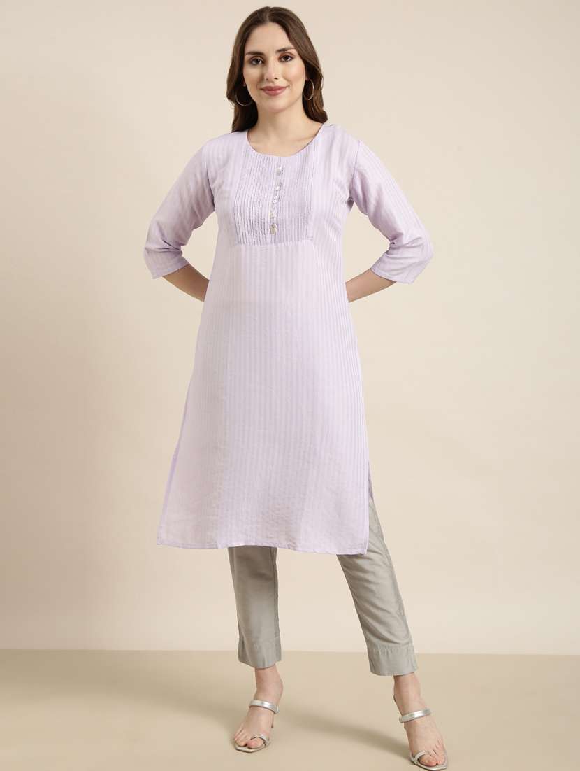 women three quarter sleeve straight kurta