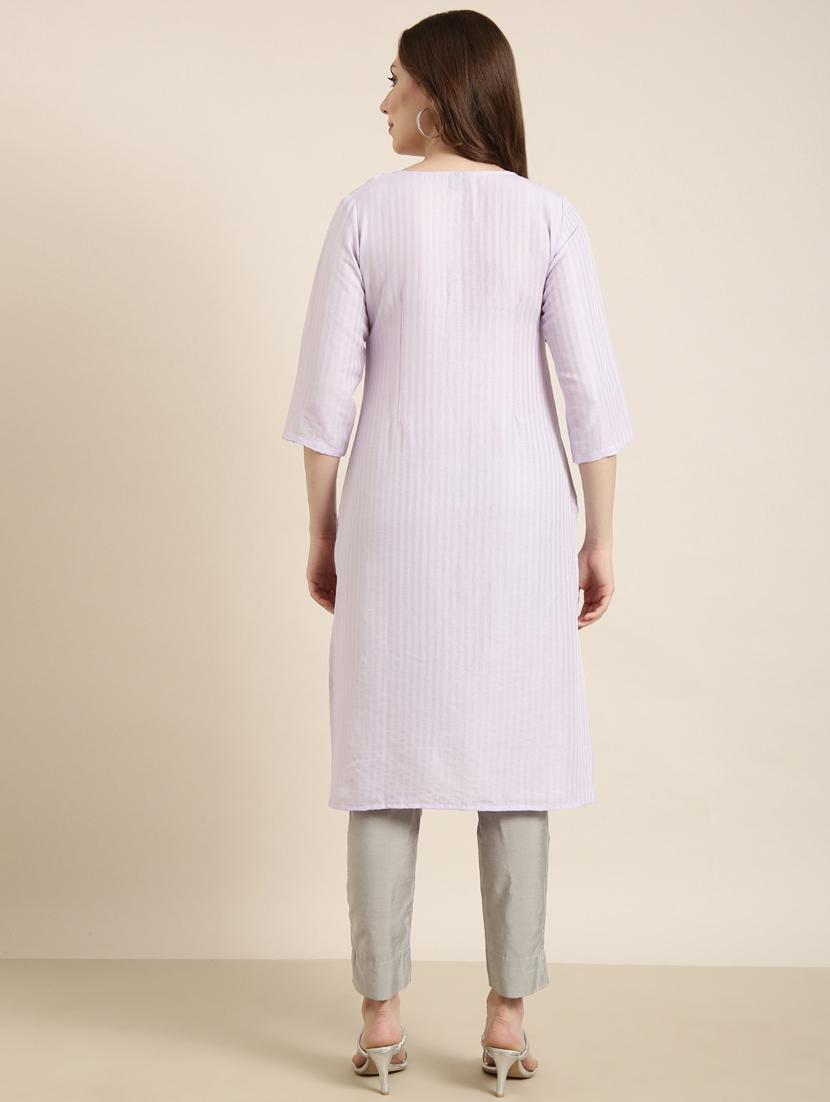 women three quarter sleeve straight kurta - 20960932 - Standard Image - 2
