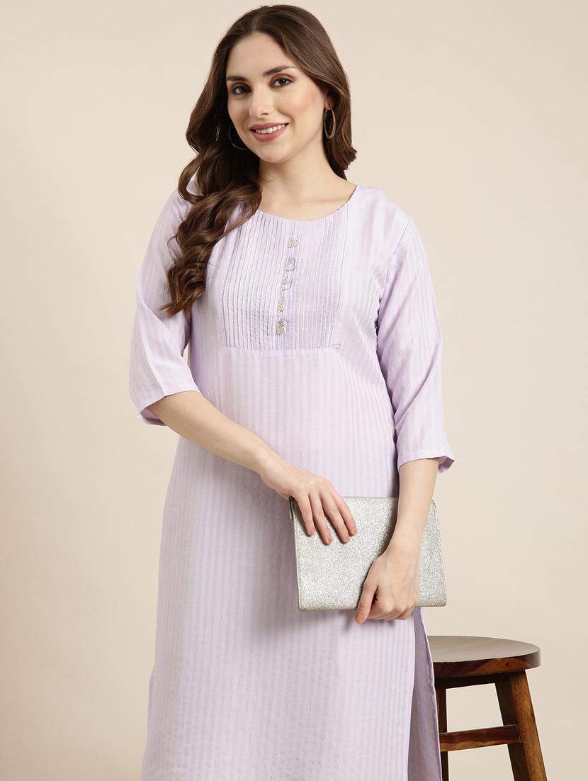women three quarter sleeve straight kurta - 20960932 - Standard Image - 7
