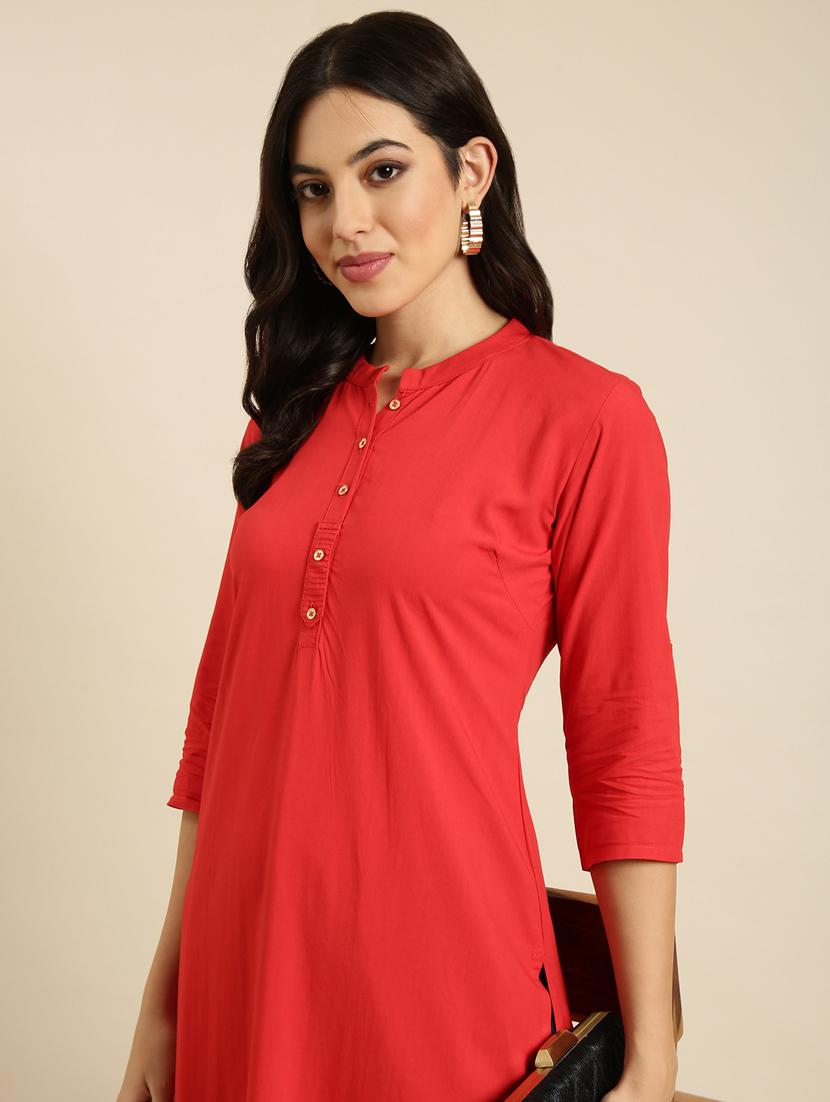 women three quarter sleeve straight kurta - 20960947 - Standard Image - 7