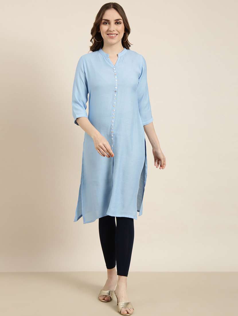 women three quarter sleeve straight kurta