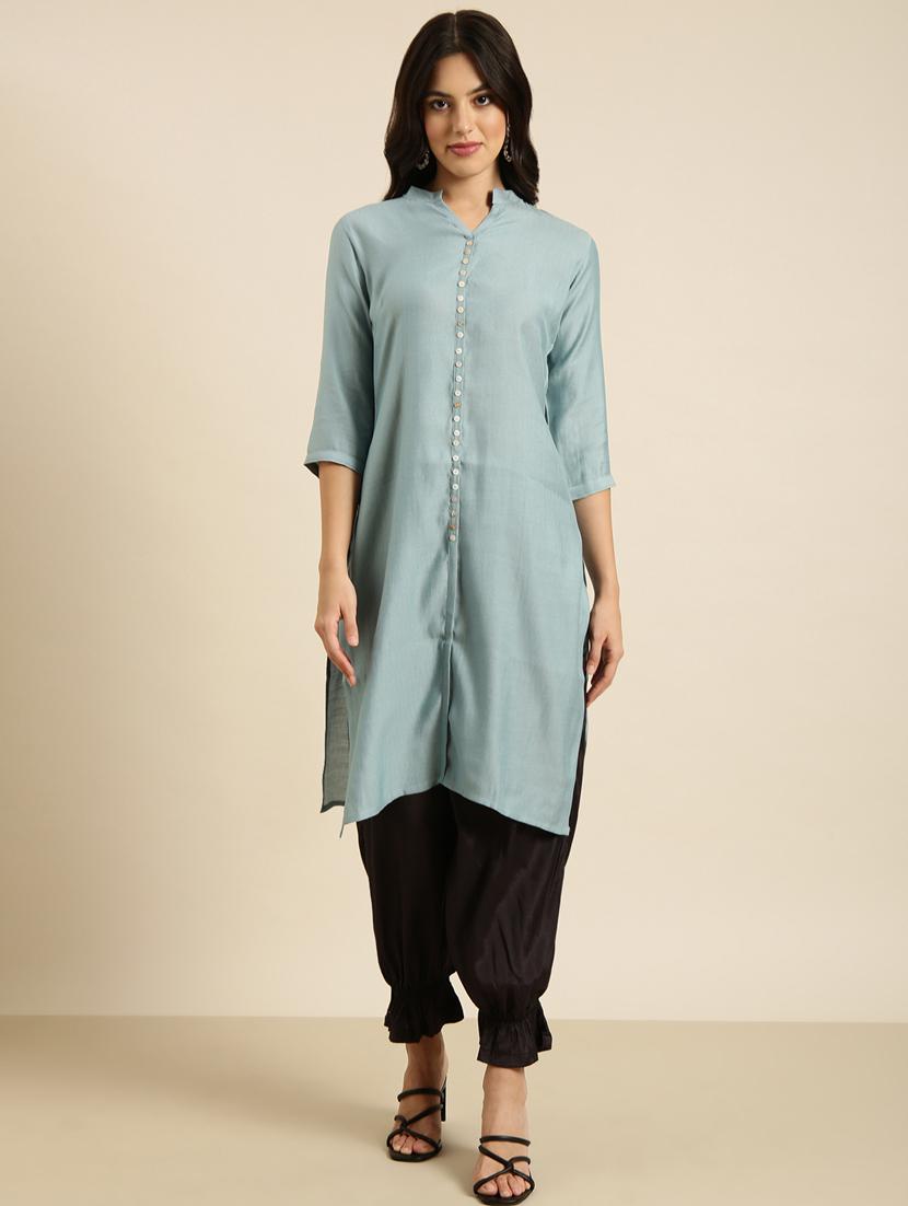 women three quarter sleeve straight kurta