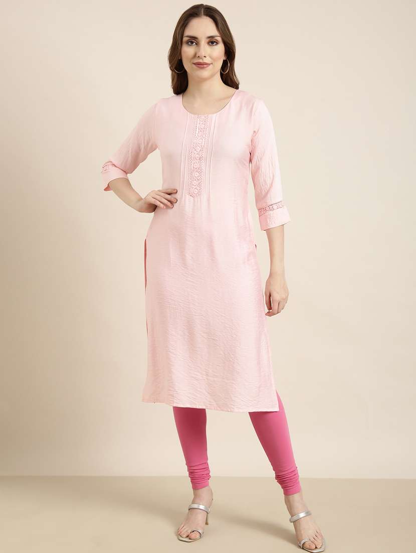 women three quarter sleeve straight kurta