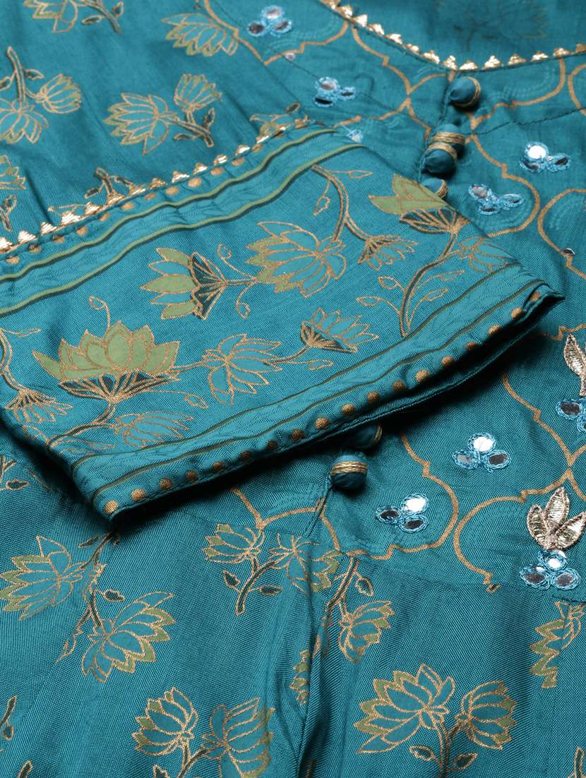 women foil print v neck kurta dupatta set - 20960973 -  Standard Image - 7