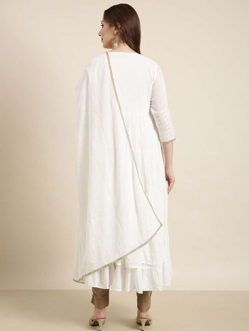 women embroidered round neck kurta dupatta set - 20960981 -  Standard Image - 2