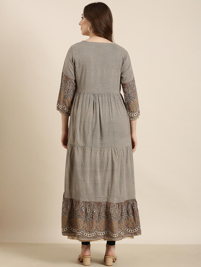 women beige round neck kurta with long shrug - 20961000 - Standard Image - 2