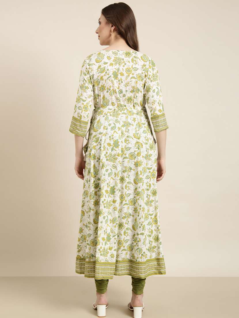 women white round neck floral printed kurta - 20961007 - Standard Image - 2