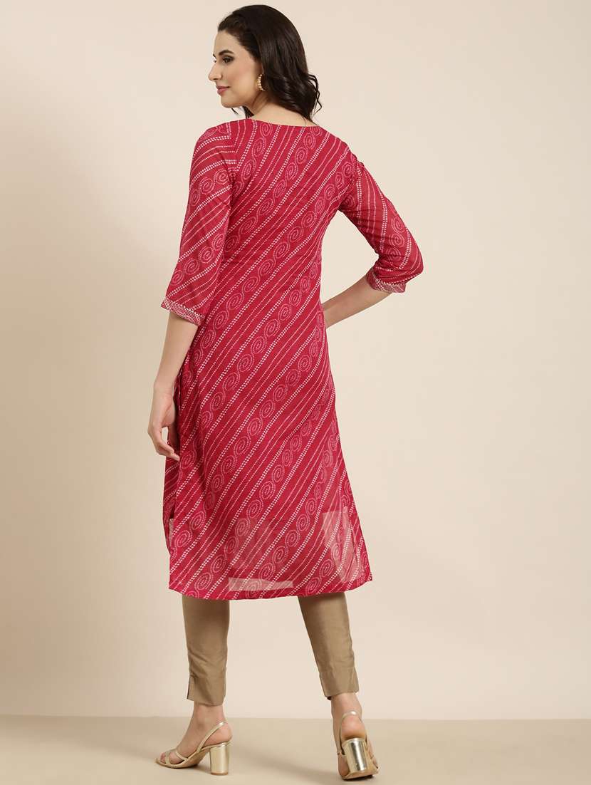 women pink notch neck straight kurta - 20961008 -  Standard Image - 2