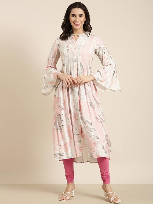 women bell sleeve a-line kurta - 20961036 - Standard Image - 0