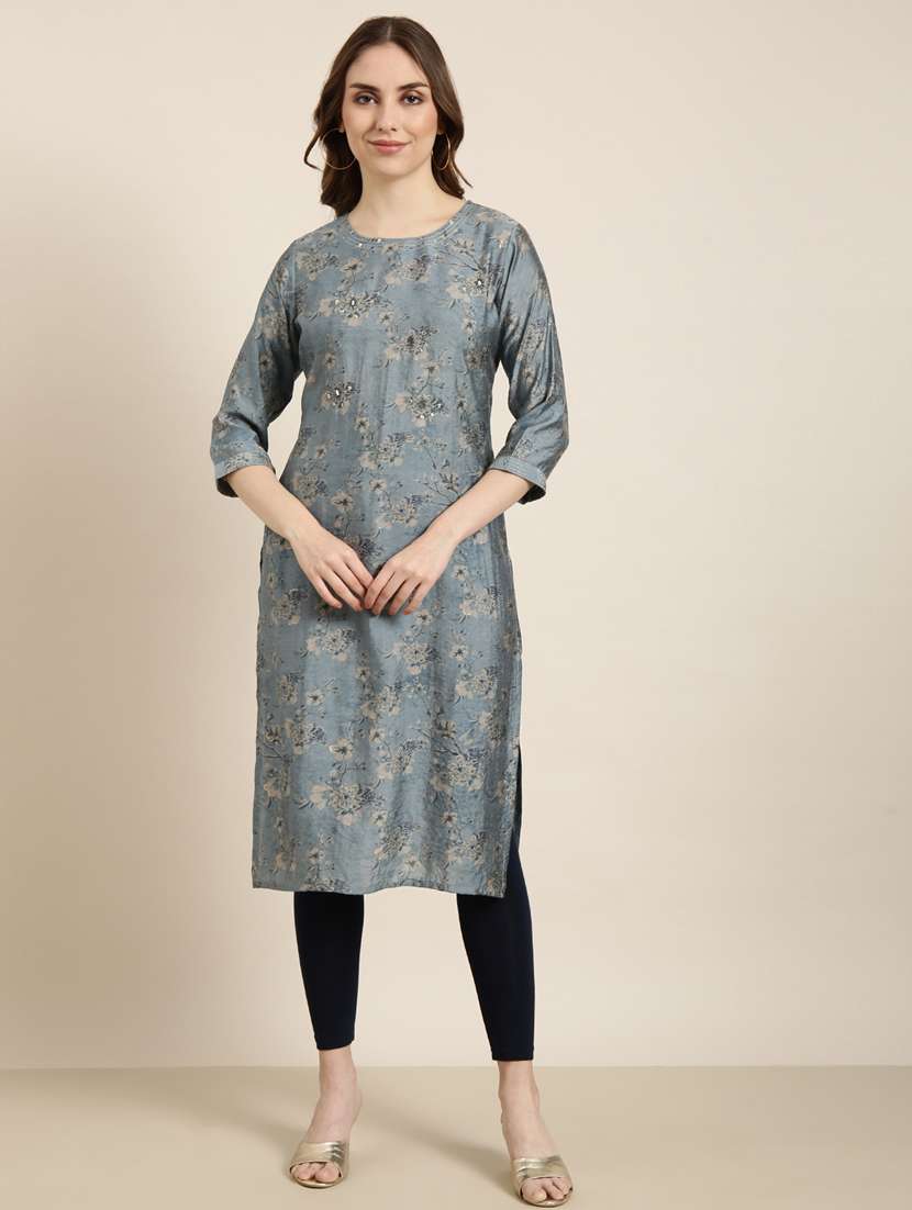 women three quarter sleeve straight kurta