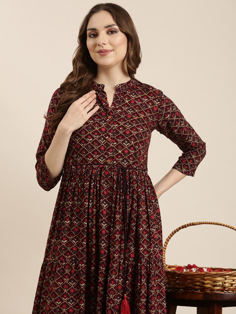 women three quarter sleeve anarkali kurta - 20961047 - Standard Image - 7