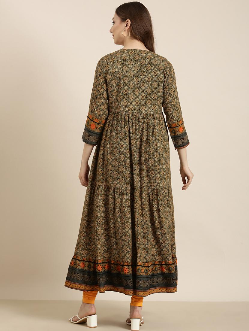 women black round neck a-line kurta with shrug - 20961063 - Standard Image - 2