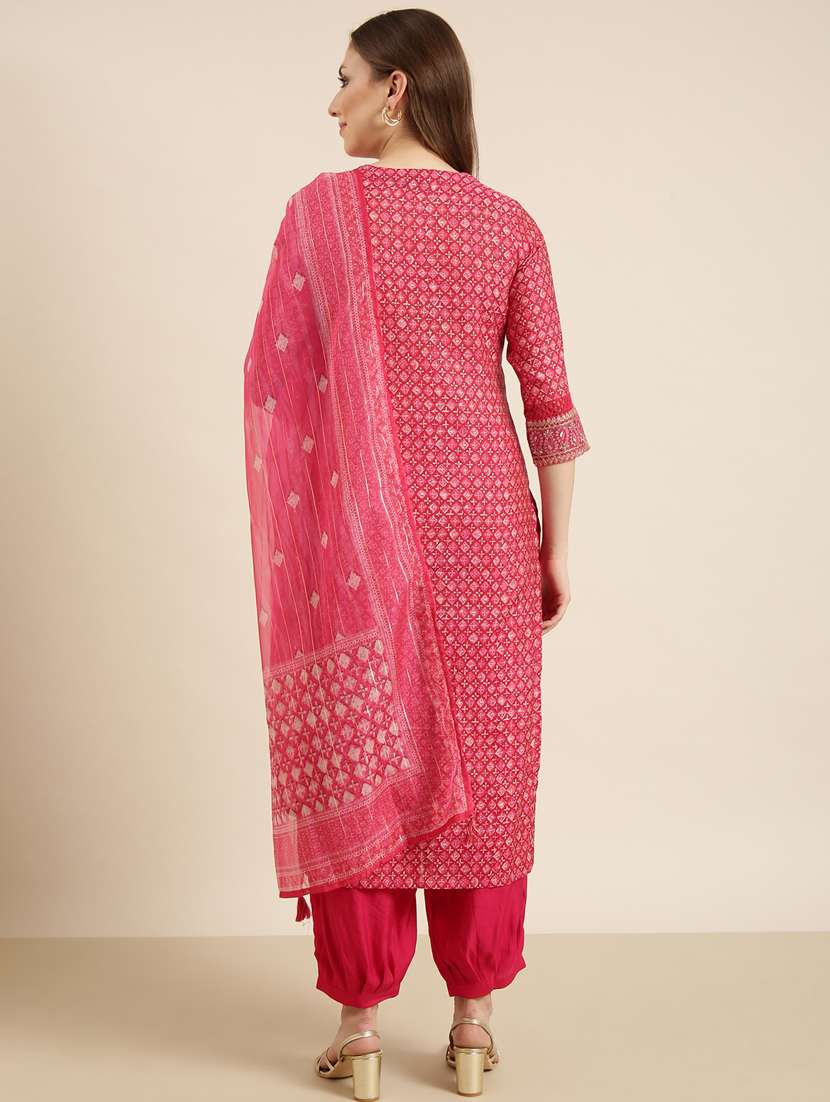 women pink printed kurta salwar set with dupatta - 20961076 -  Standard Image - 2