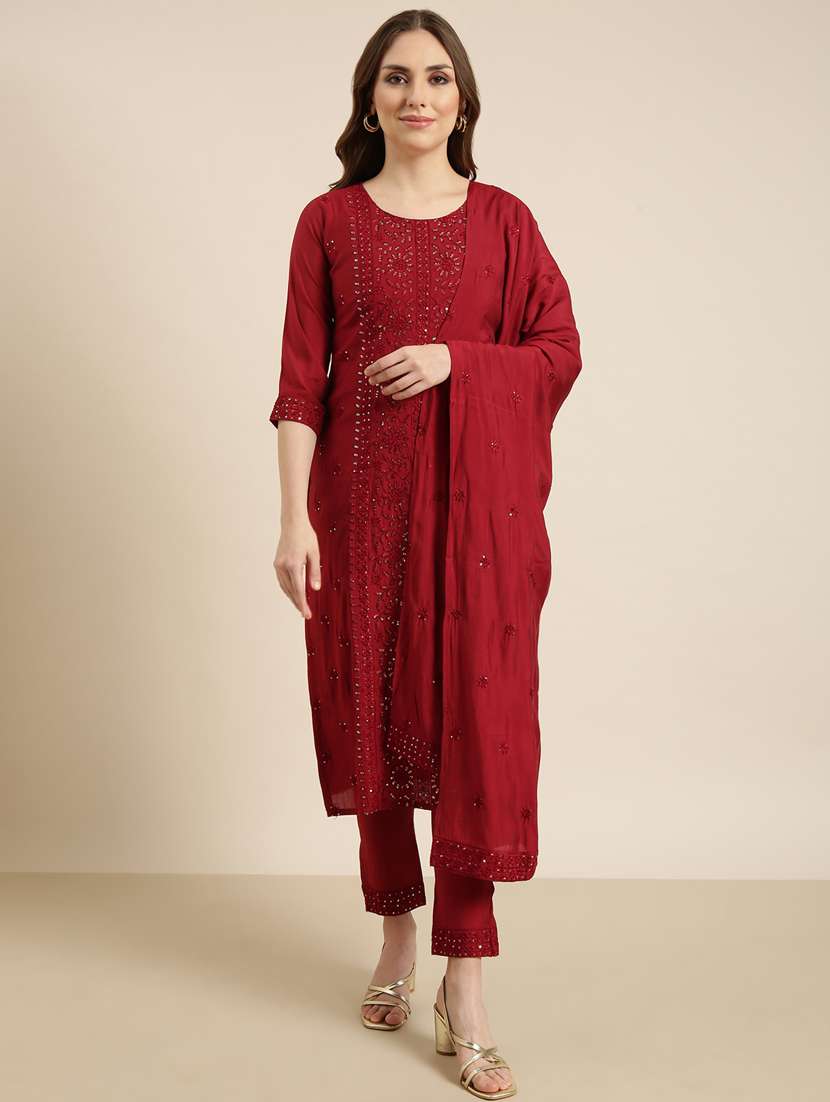 women three quarter sleeve kurta pant set