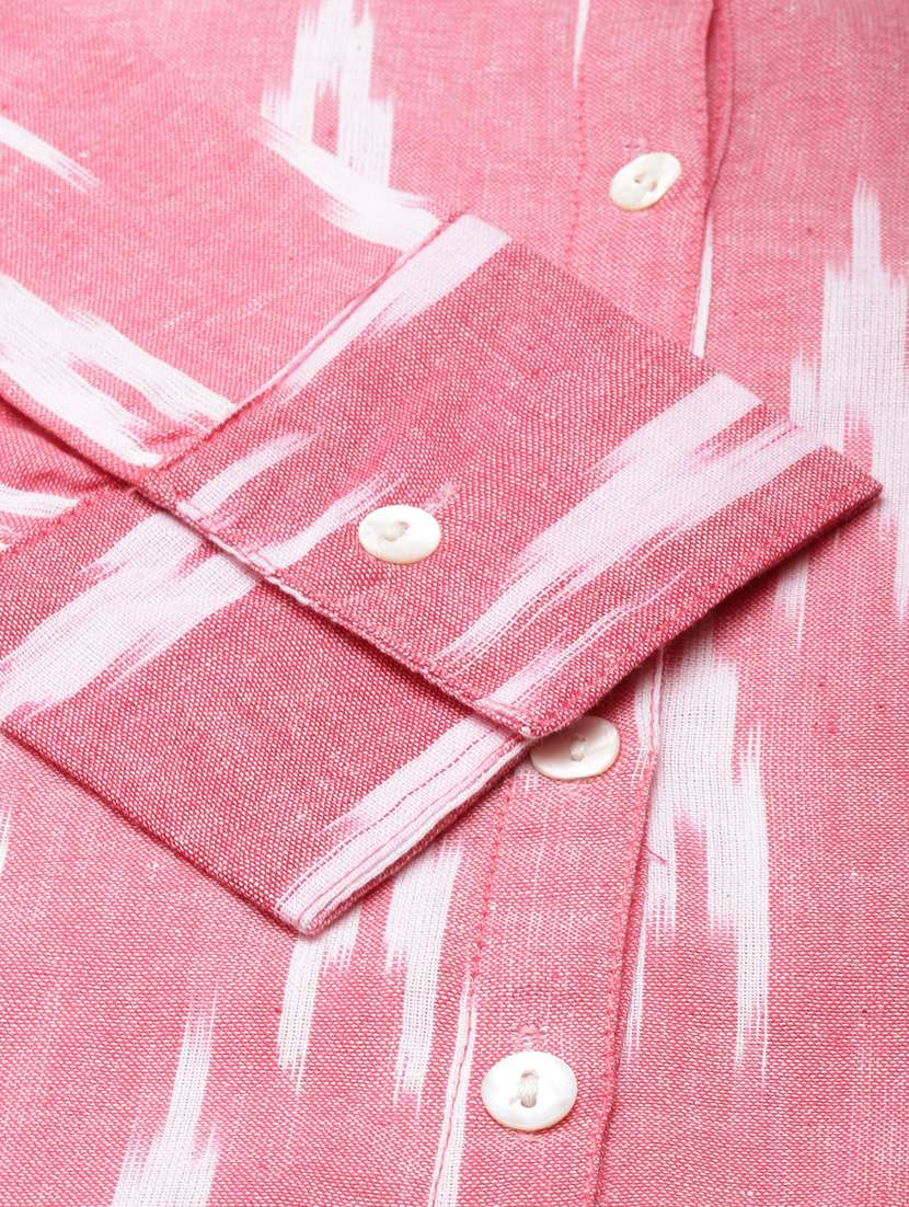 women pink ikat mandarin neck kurta pant set - 20961097 -  Standard Image - 7