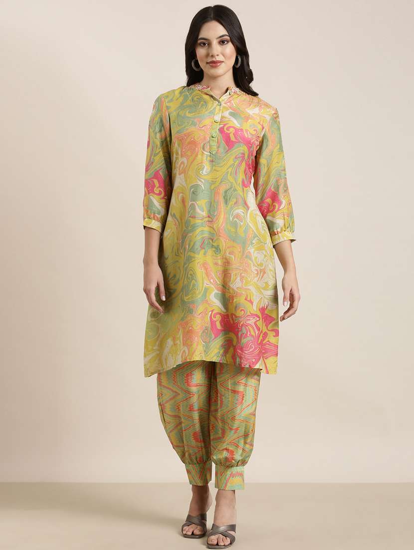 women three quarter sleeve kurta salwar set