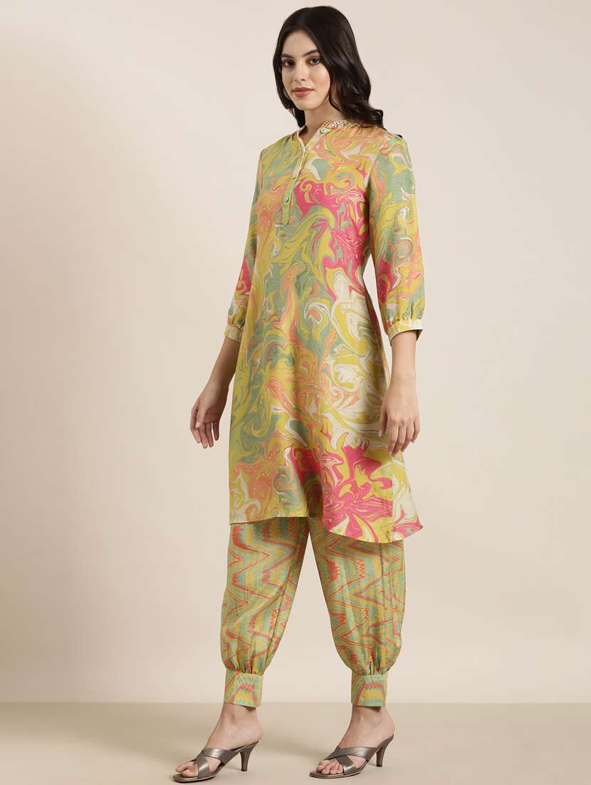 women three quarter sleeve kurta salwar set - 20961104 - Standard Image - 2