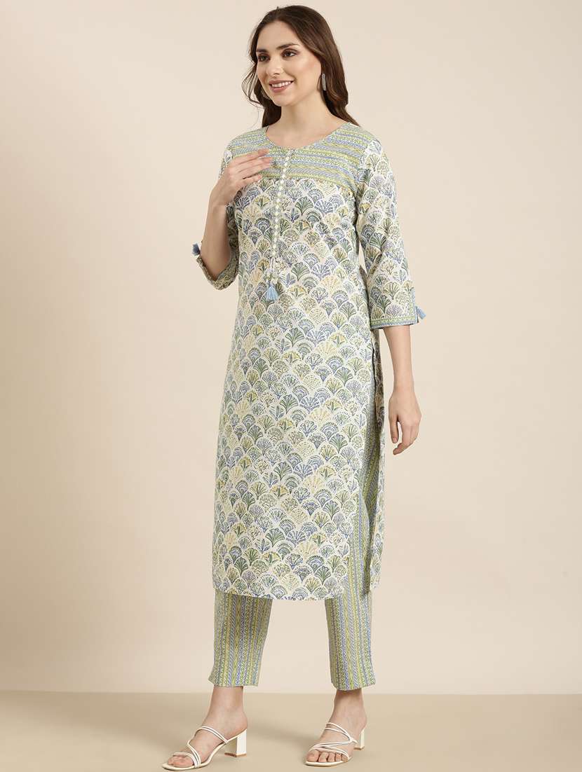 women printed round neck kurta pant set with dupatta - 20961115 -  Standard Image - 2
