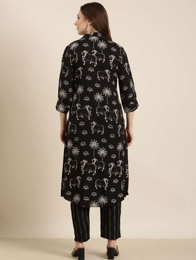 women printed three quarter sleeve kurta pant set - 20961129 -  Standard Image - 2