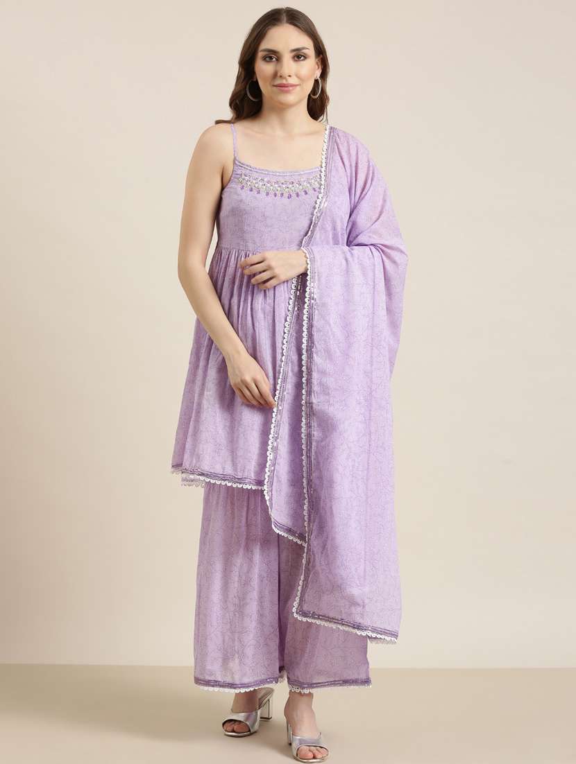 women floral kurta sharara set with dupatta