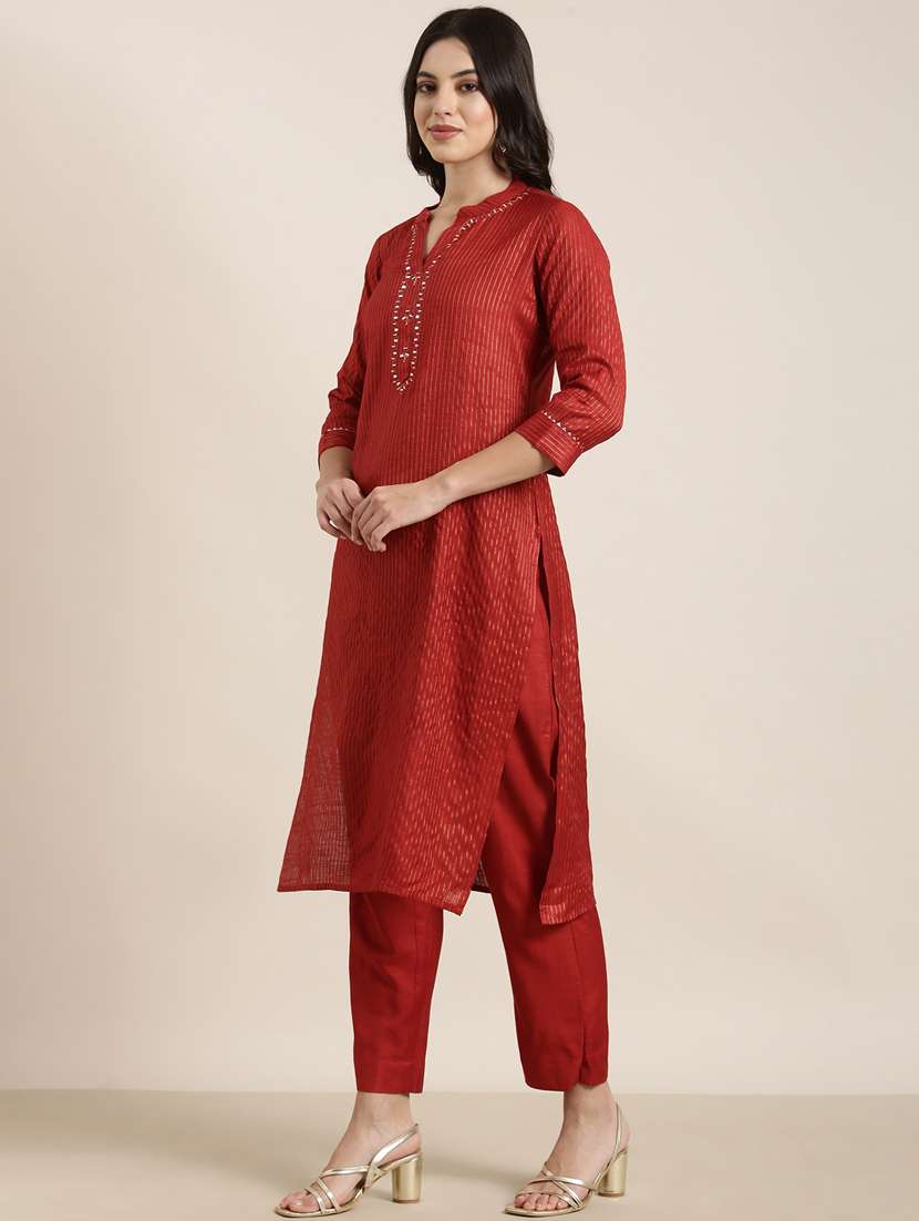 women self design mandarin neck kurta pant set with dupatta - 20961178 -  Standard Image - 2