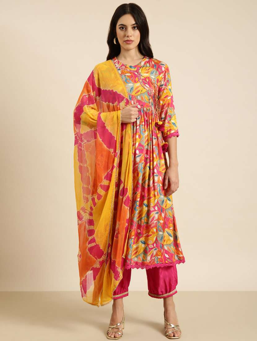 women multi color printed kurta salwar set