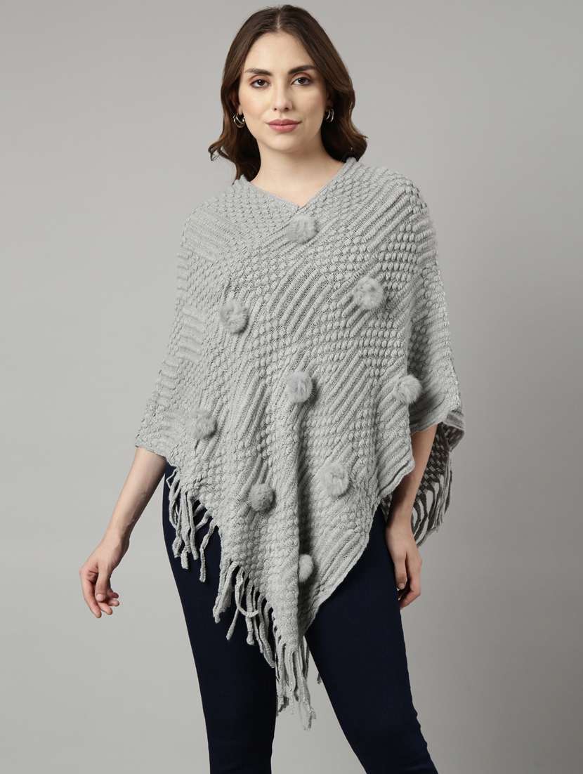women v-neck self-designed poncho