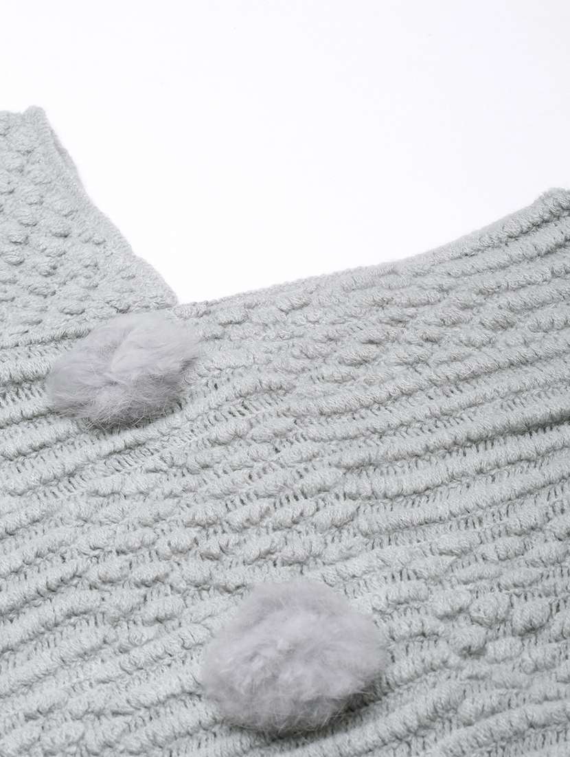 women v-neck self-designed poncho - 20961248 -  Standard Image - 7