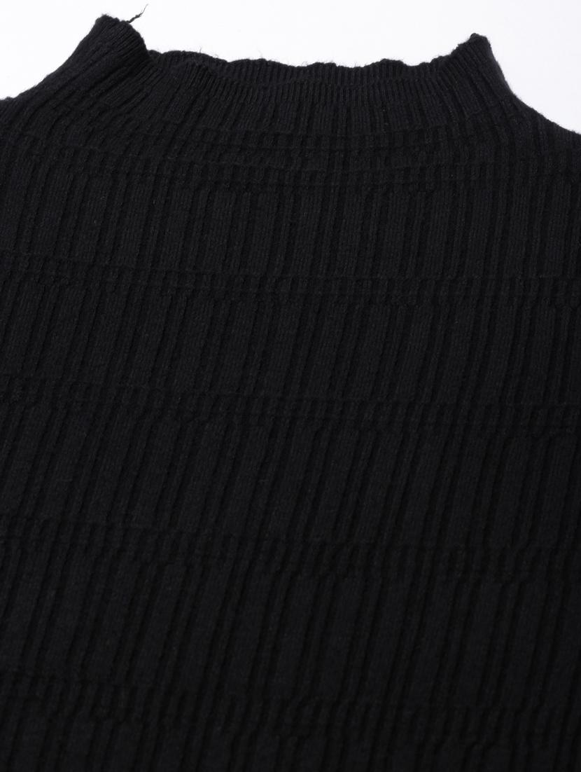 women solid black regular top - 20961252 - Standard Image - 7
