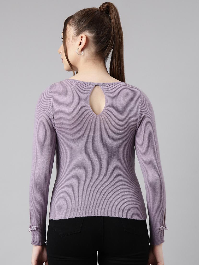 women lavender solid regular top - 20961257 - Standard Image - 2