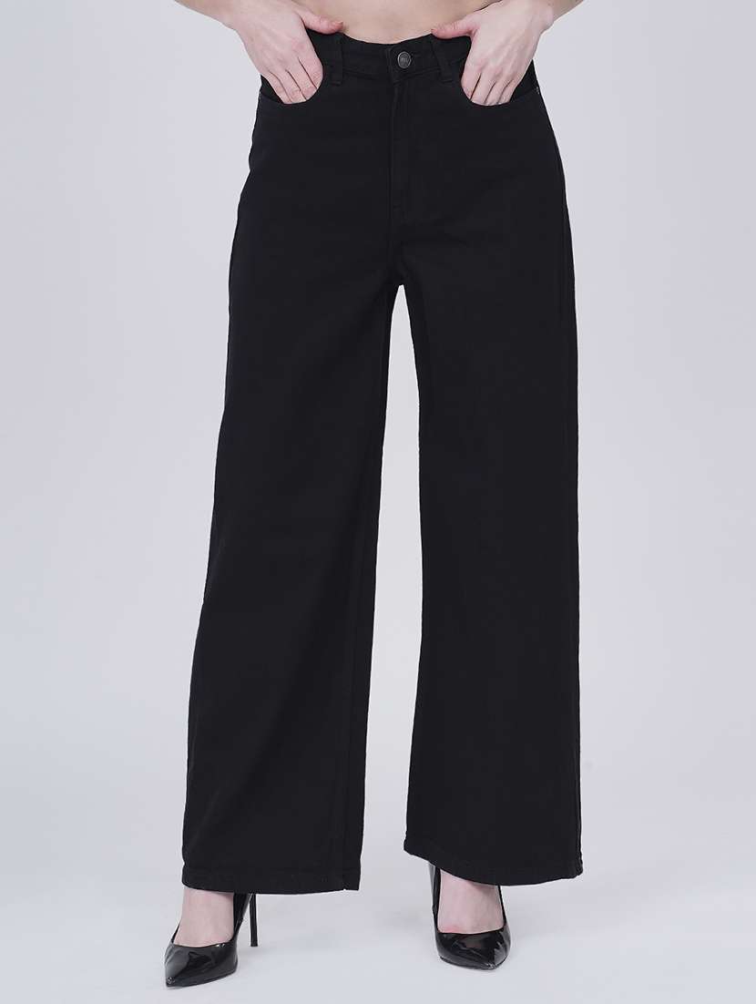 women plain wide leg jean