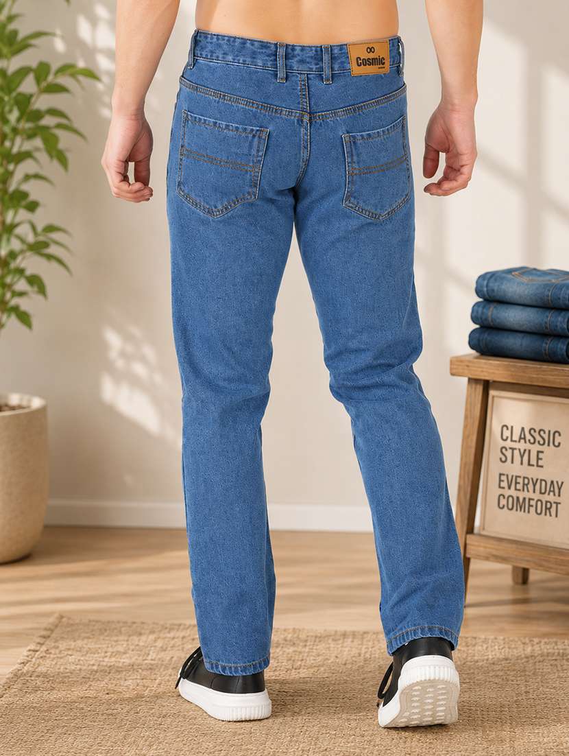 men washed straight mid-rise jeans  - 20961606 -  Standard Image - 2