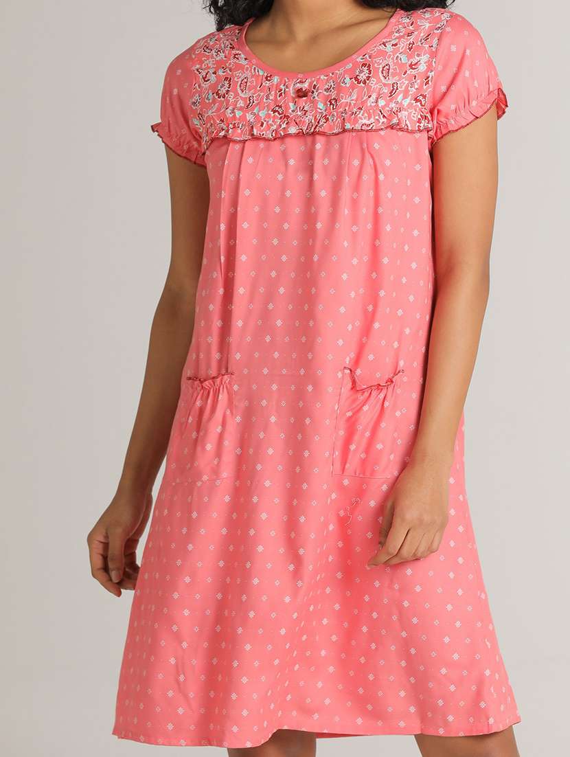women printed round neck sleepshirt - 20961880 -  Standard Image - 2