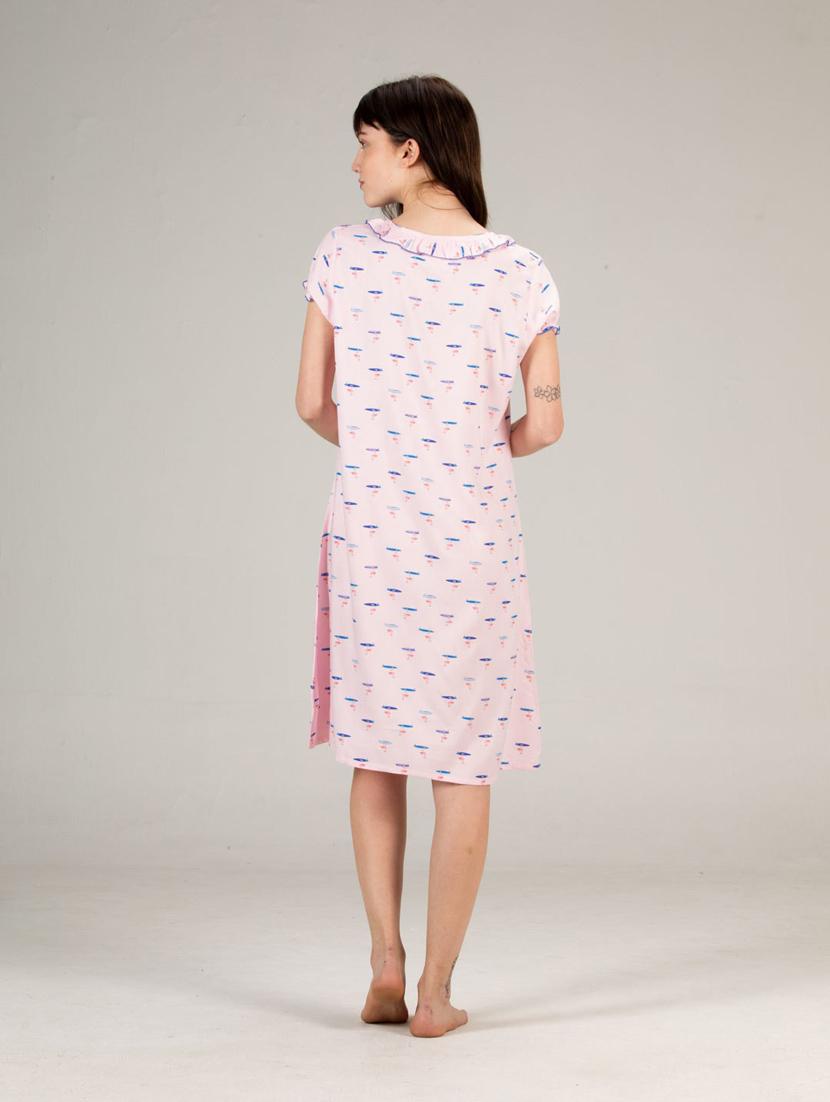 women tie up neck short sleeves nighties - 20961885 - Standard Image - 2