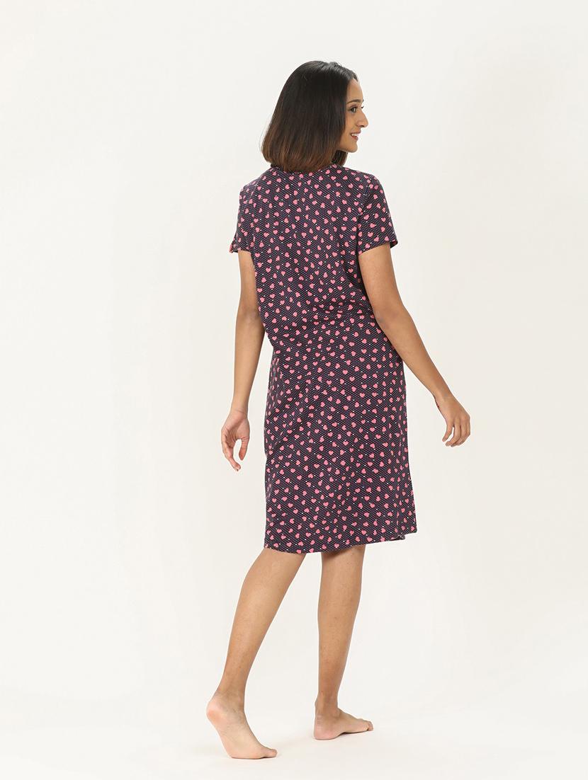 women printed round neck sleepshirt - 20961895 - Standard Image - 2