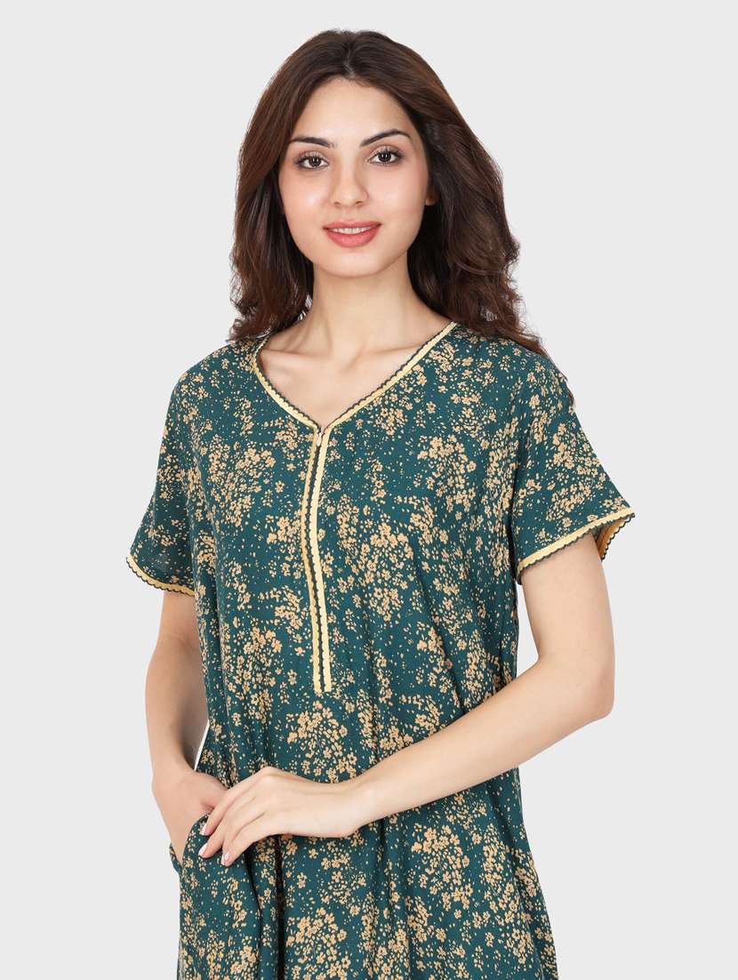 women green printed short sleeves nighties - 20961944 -  Standard Image - 2