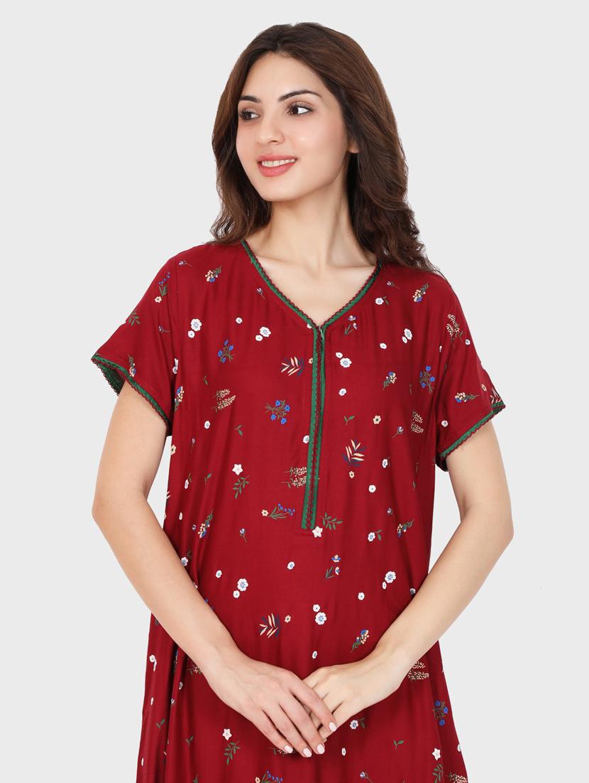 women short sleeve printed nighty - 20961979 - Standard Image - 2