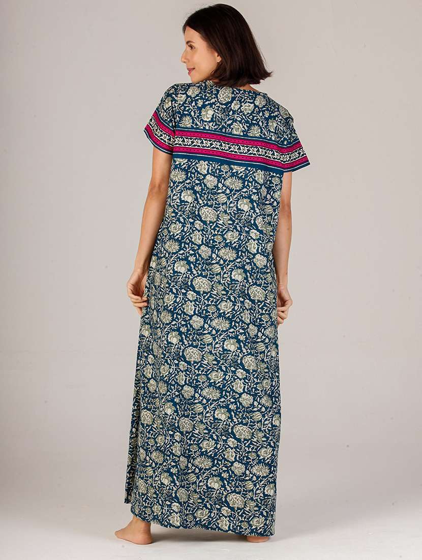 women printed notch neck nighty - 20962016 -  Standard Image - 2