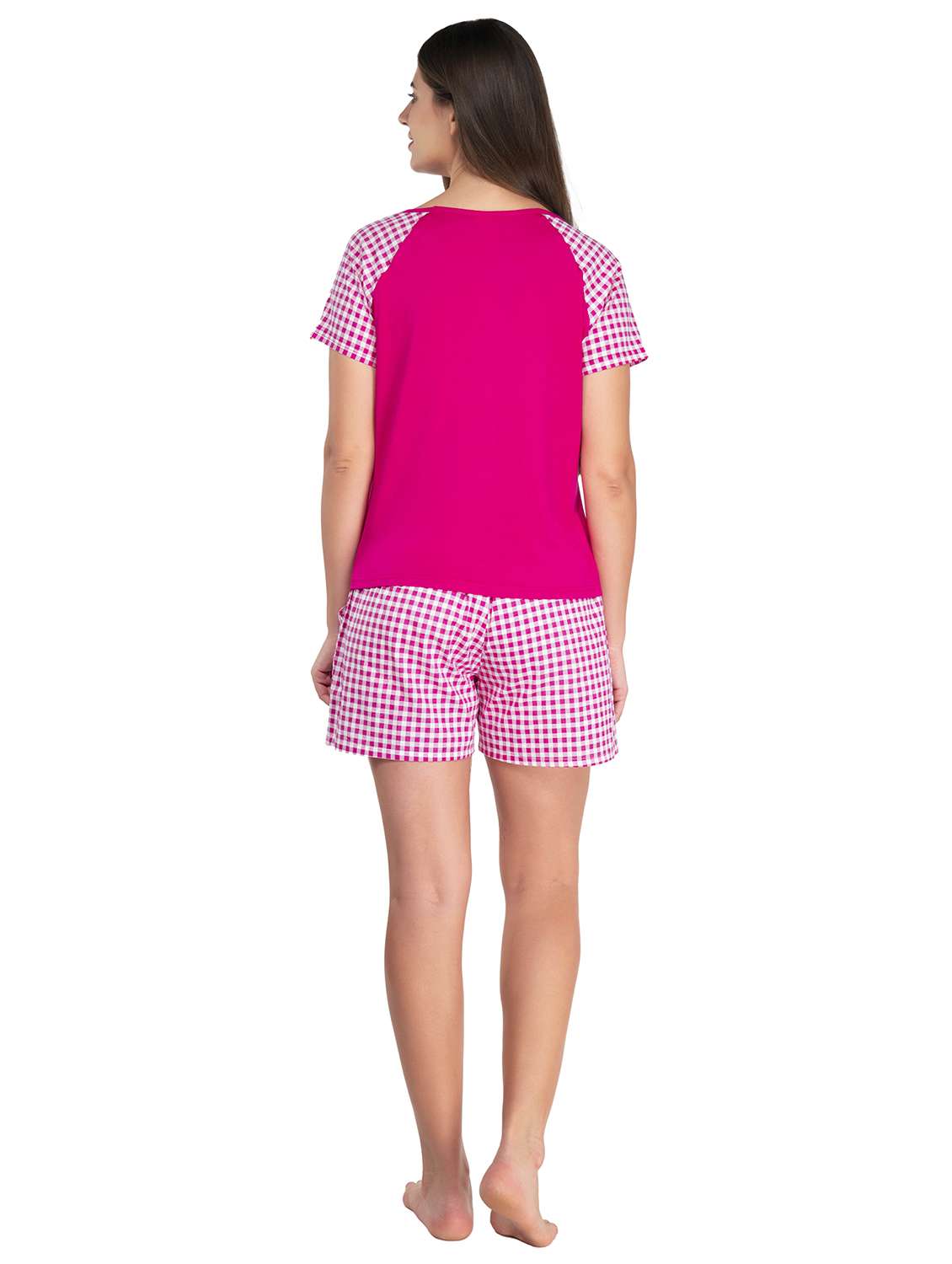 women fuchsia checks shorts set - 20962053 -  Standard Image - 2
