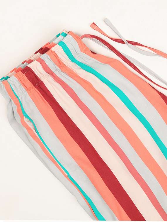 multi coloured striped detailed shirt & pyjama set - 20962066 -  Standard Image - 2