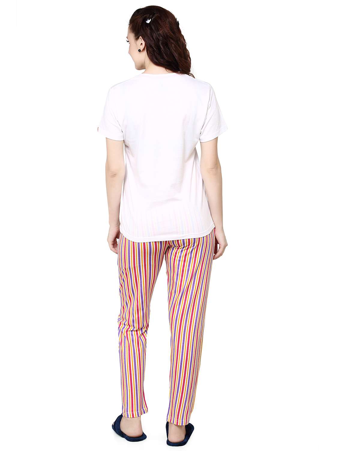 women white printed detailed top & pyjama set - 20962118 -  Standard Image - 2