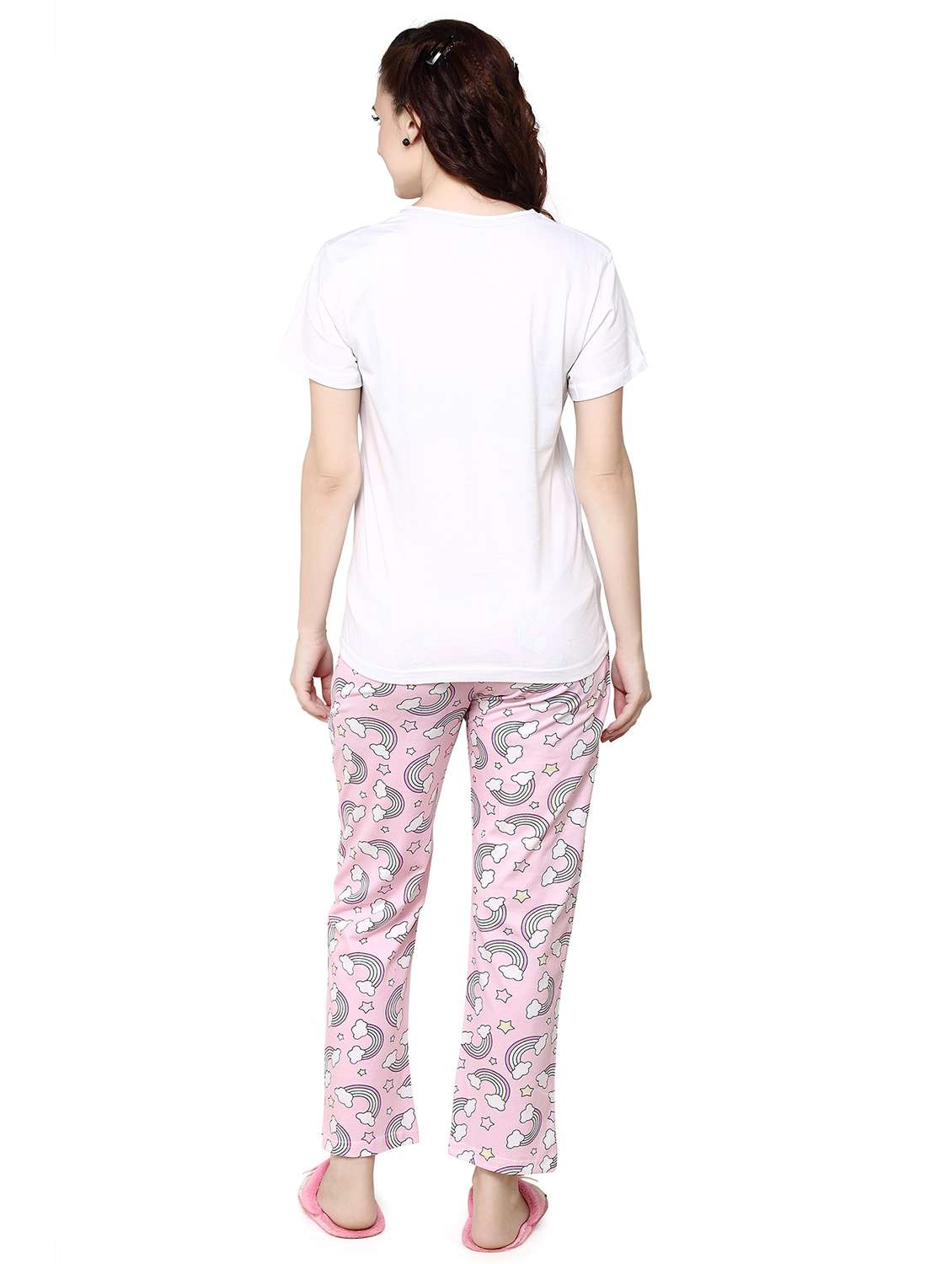 women round neck printed pyjama nightwear set - 20962119 -  Standard Image - 2
