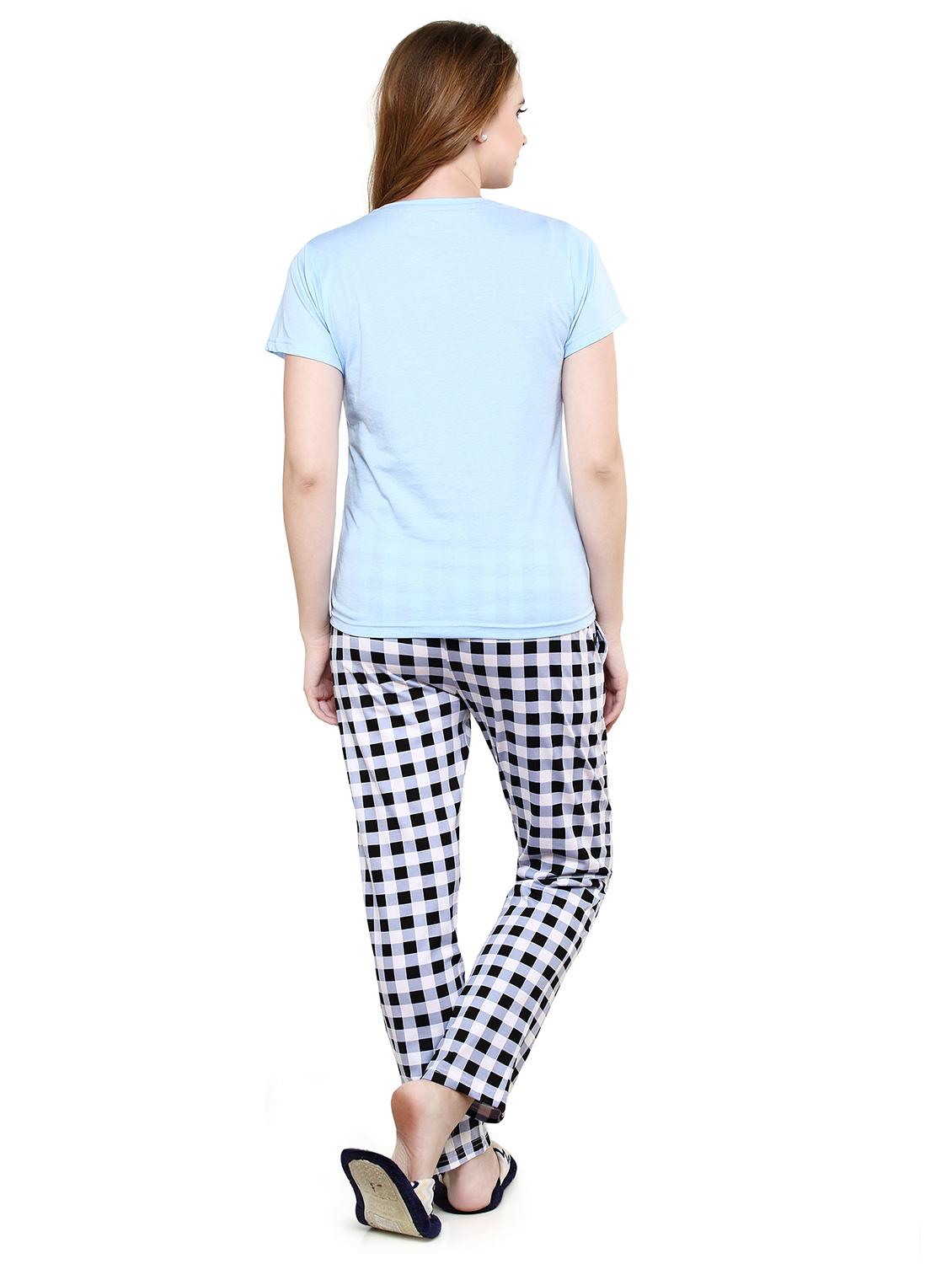 women purist blue printed top y& pyjama set - 20962166 - Standard Image - 2