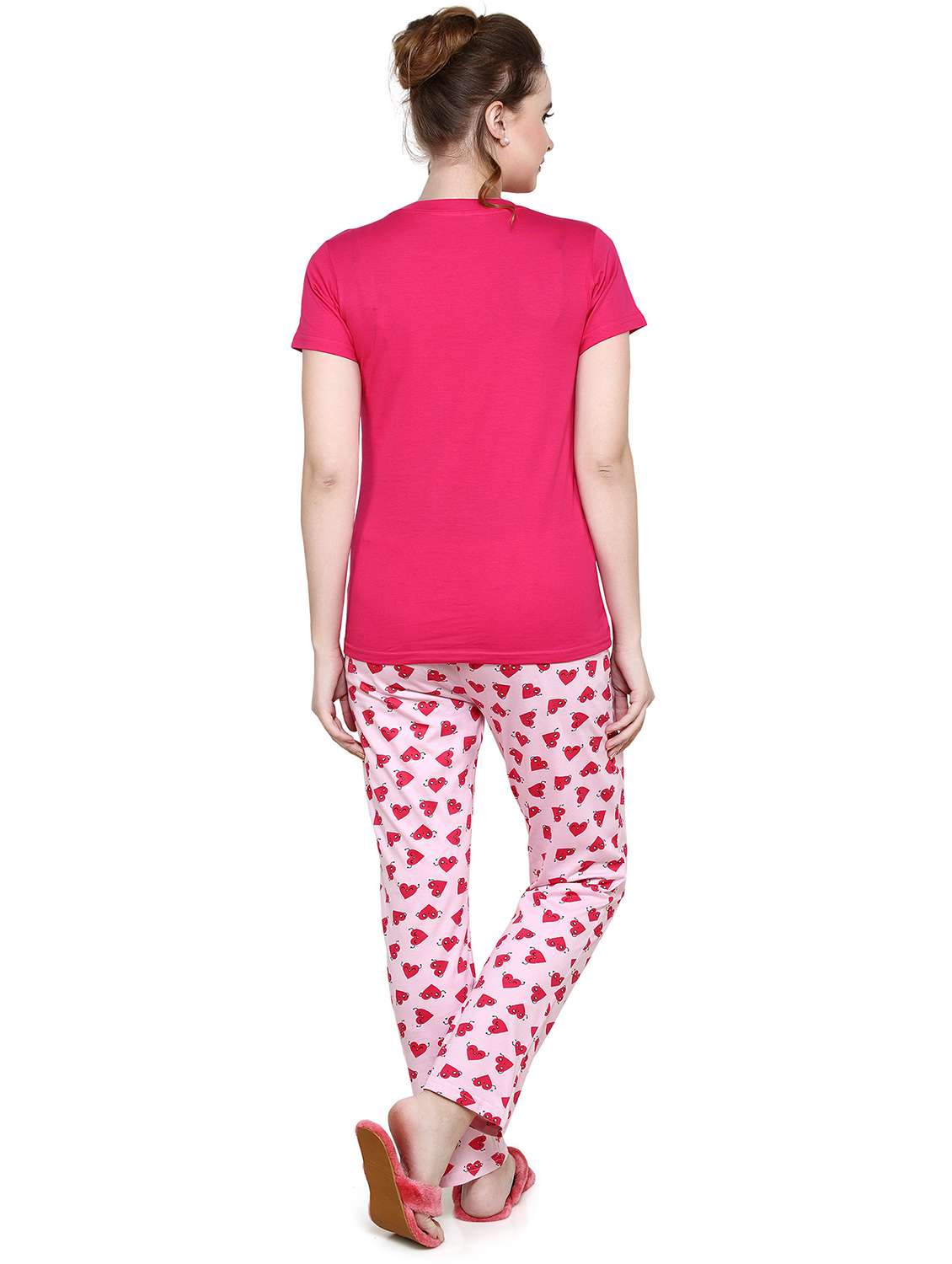 women pink printed top & pyjama set - 20962168 -  Standard Image - 2