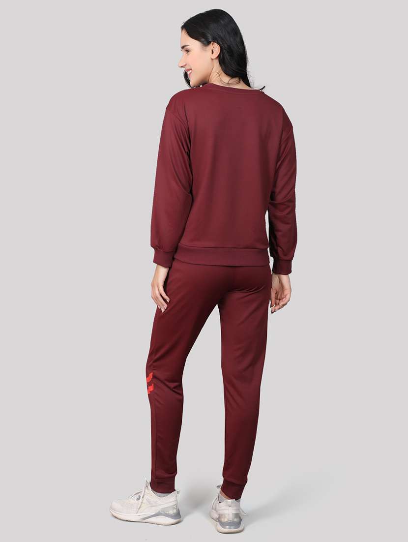 maroon taped detailed top & pyjama set - 20962265 -  Standard Image - 2